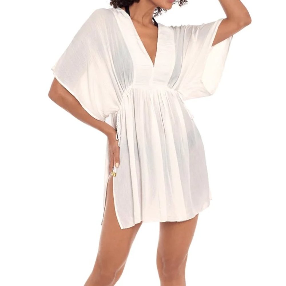 Lauren Ralph Lauren Crinkle Rayon Coverup Tunic White